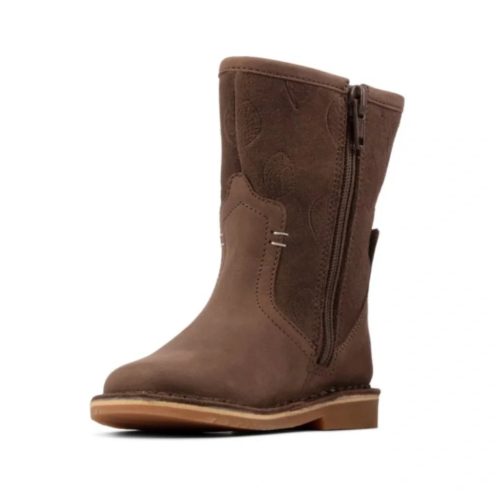 Clarks Comet Pop Toddler Walnut Leather Boots, Size UK 4.5G, US 5W Retail £48